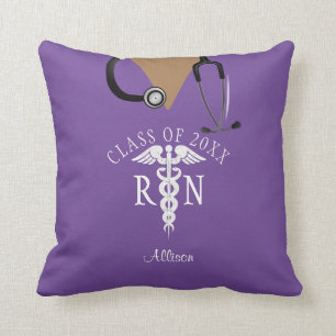 Coussin Infirmière Graduation Purple Scrub Top Personnalis