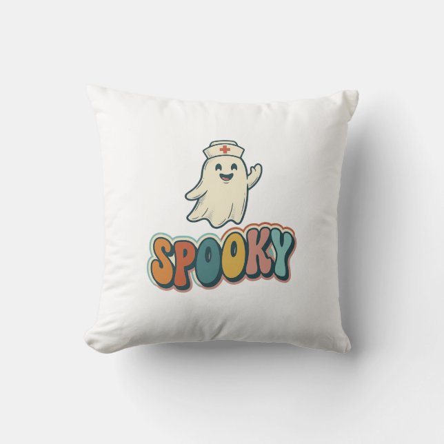 Coussin Infirmière Halloween Fantôme Époxy Drôle_1 (Recto)