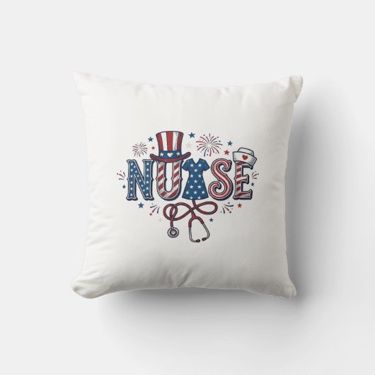 Coussin Infirmière patriote Gravure vintage Design vectori (Recto)