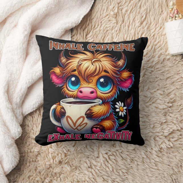 Coussin Inhale Caffeine Exhale Negativity  (Couverture)