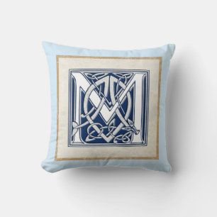 Coussin Initiale céleste réversible