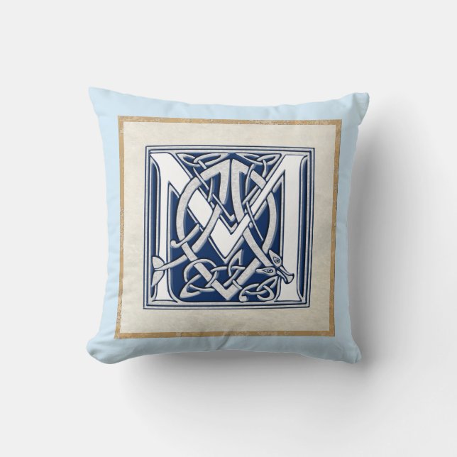 Coussin Initiale céleste réversible (Recto)