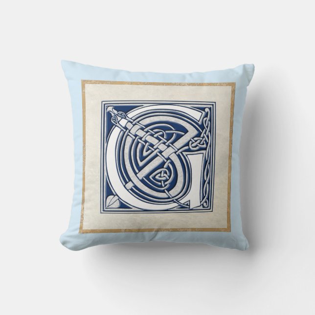 Coussin Initiale Celtique G réversible (Recto)