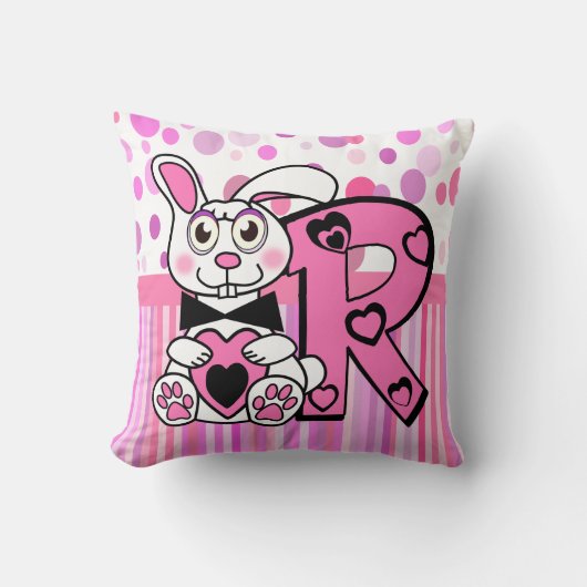 Coussin Initiale du nom de l'enfant de lapin de R (Recto)