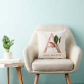 Coussin Initiale florale personnalisée en or rose (Chaise)