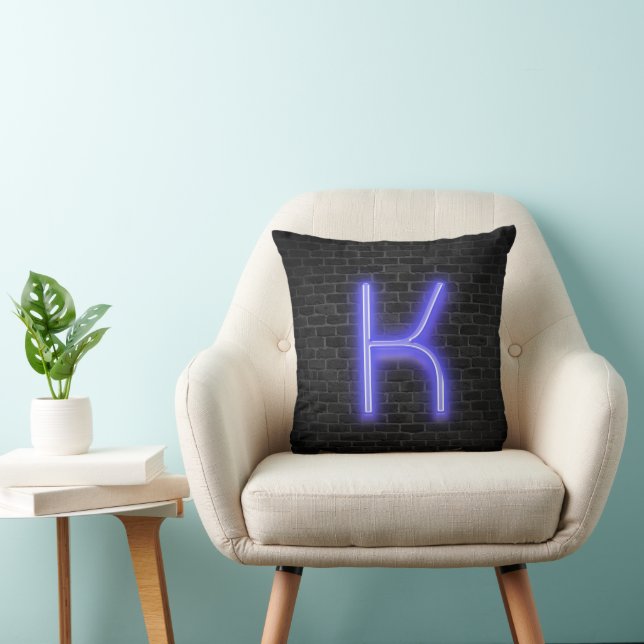 Coussin Initiale K À Neon Marquee Sur Brick (Chaise)