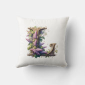 Coussin Initiale "L" - Élégante conception florale Lilac (Verso)