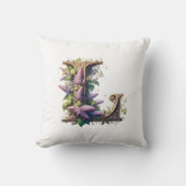 Coussin Initiale "L" - Élégante conception florale Lilac (Recto)