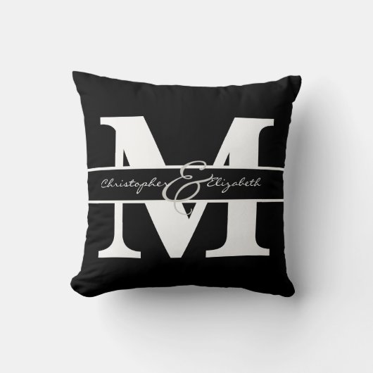 Coussin Initiale monogrammée avec noms sur l'avant et l'ar (Recto)