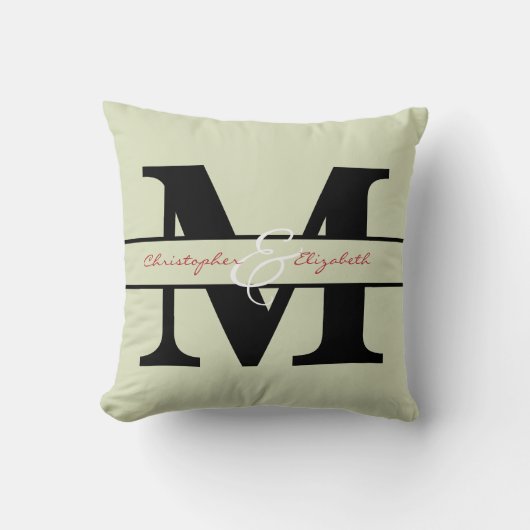 Coussin Initiale monogrammée avec noms sur l'avant et l'ar (Recto)