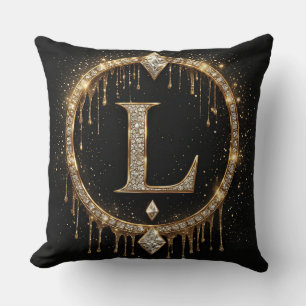 Coussin Initiale Personnalisée Lettre L Monogramme Or Diam