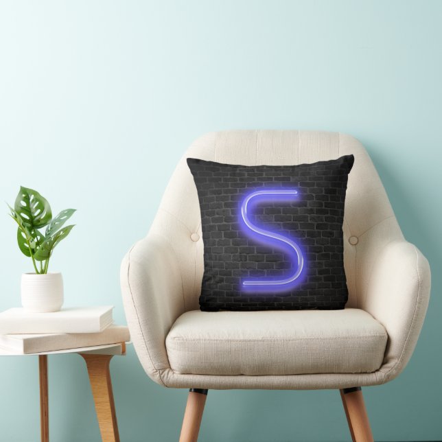 Coussin Initiale S À Neon Marquee Sur Brick (Chaise)