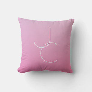 Coussin Initiales de chevauchement modernes 2 Ombre rose