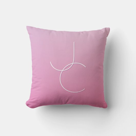 Coussin Initiales de chevauchement modernes 2 | Ombre rose (Recto)