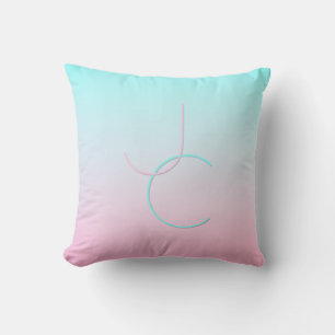 Coussin Initiales de chevauchement modernes 2 Rose turqu