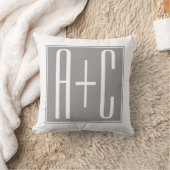 Coussin Initiales de couple modifiables | Blanc et gris (Couverture)