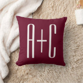 Coussin Initiales de couples simples | Blanc et bordeaux (Couverture)