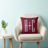 Coussin Initiales de couples simples | Blanc et bordeaux (Chaise)