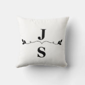 Coussin Initiales de monogramme élégant noir et blanc pour (Verso)