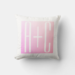 Coussin Initiales du couple Dégradé rose subtil