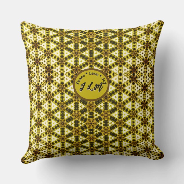 Coussin Initiales du Motif de Trellis d'or violet (Verso)