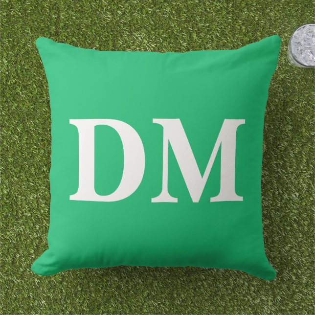 Coussin Initiales modernes grandes en verdure blanche d'ét (Herbe)