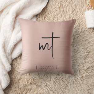Coussin Initiales Monogrammées en Rose Gold avec Typograph