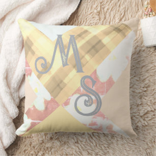 Coussin Initiales monogrammes plaid personnalisé floral gé