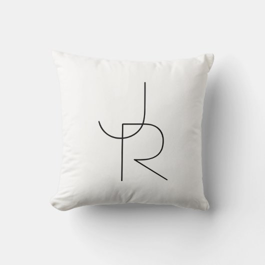 Coussin Initiales superposées Modern 2 | Noir sur Blanc (Recto)