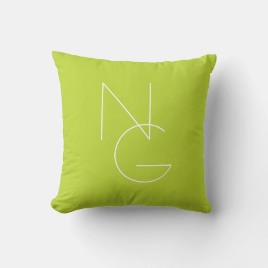 Coussin Initiales superposées Modern 2 | Vert Citron (Recto)