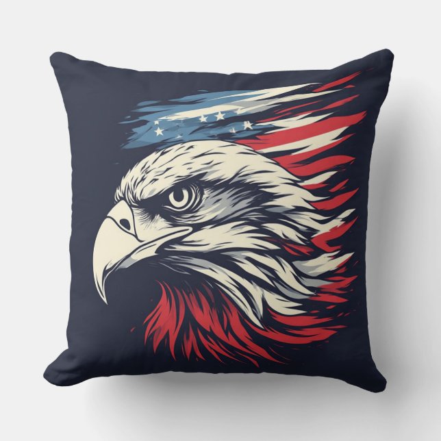 Coussin Ink Eagle & American Flag Art Freedom Never Fades (Recto)