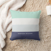 Coussin Inscription modifiable bloc de couleur à rayure ho (Couverture)
