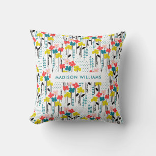Coussin Inscription modifiable Couleur Fleurs Jeter Oreill