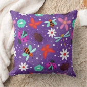 Coussin Insectes Colorés Fleurs Chambre Violette (Couverture)