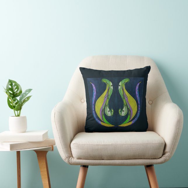 Coussin Inséparables Abstraits mystiques (Chaise)