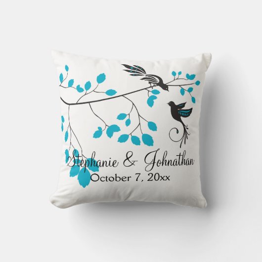 Coussin Inséparables bleus (Recto)