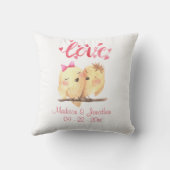 Coussin Inséparables Coeurs Mariage Keepsaké Noms roses (Verso)