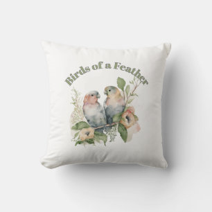 Coussin Inséparables en aquarelles pastel