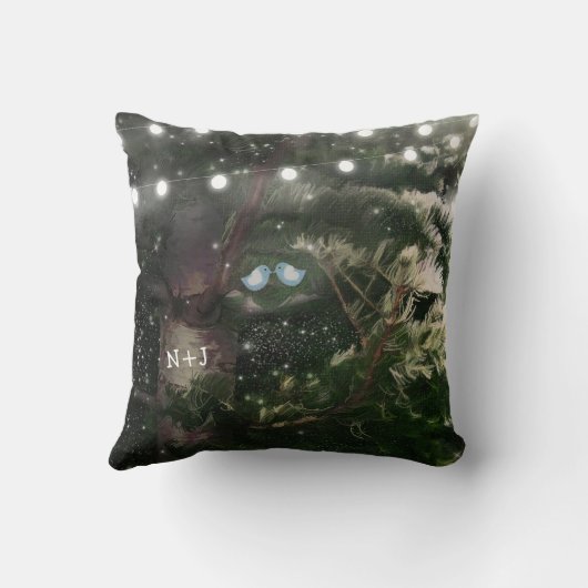 Coussin Inséparables + Pine Tree Rustic Night Lights Perso (Verso)