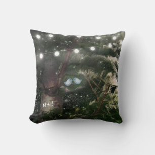 Coussin Inséparables + Pine Tree Rustic Night Lights Perso