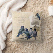Coussin Inséparables vintages Famille Birdcage Personnalis (Couverture)