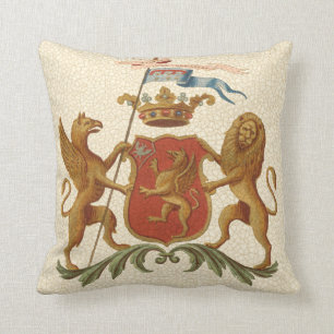 Coussin Insigne héraldique avec Griffin et Lion
