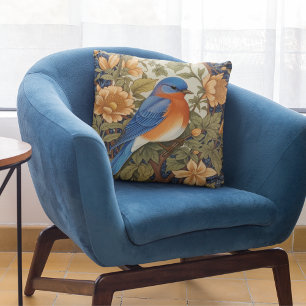 Coussin Inspiration de l'élégant oiseau bleu de l'Est Will