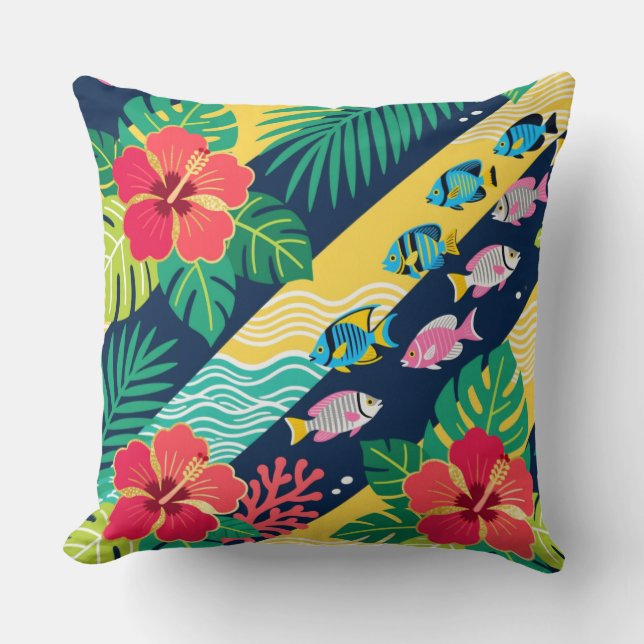 Coussin Inspiration tropicale Okinawa Bingata (Recto)