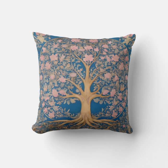 Coussin Inspiré de l'Arbre de Vie de William Morris (Recto)