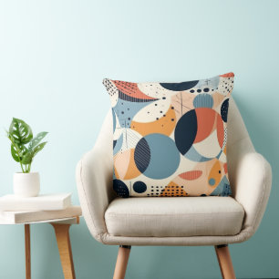 Coussin Inspiré de l'Art Nouveau Teal Coral Courbes Abstra