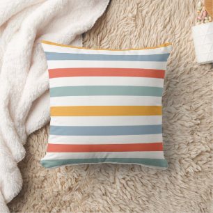 Coussin Inspiré des années 1970, rayures géométriques mult