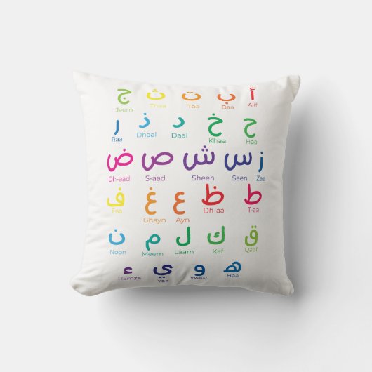 Coussin Inspirer l'apprentissage de l'arabe : Beau Alphabe (Recto)