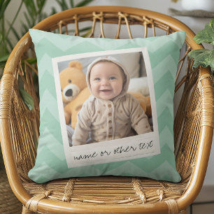 Coussin Instagram Photo Retro frame Custom Text Mint Green