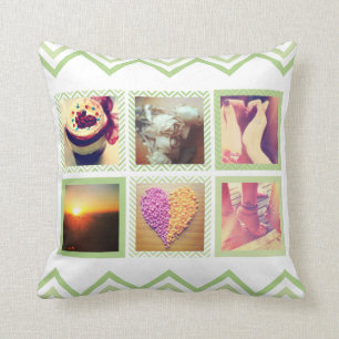 Coussin Instagram vert personnalisé Chevron